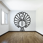 Kids cartoon turkey wall decal, black and white outline with fan-shaped tail