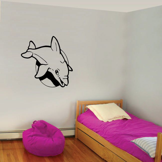 Image of Kids Dolphin Swimming Over Moon Decal