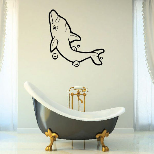 Image of Kids Dolphin with Bubbles Decal