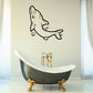 Kids dolphin with bubbles wall decal in black and white line art