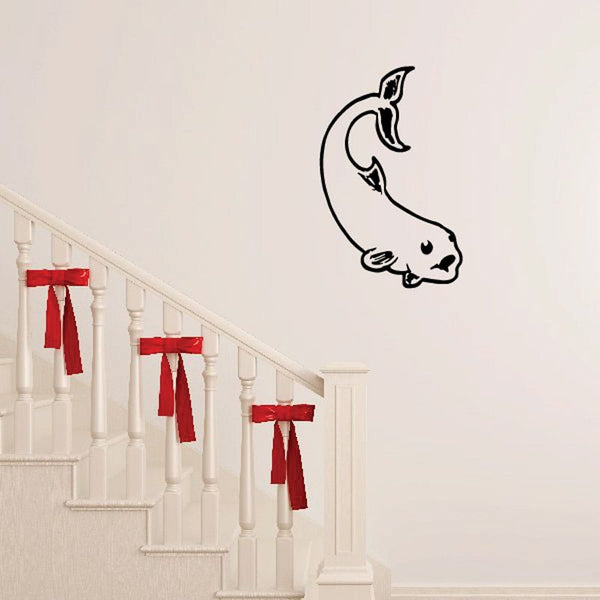 Kids freshwater fish wall decal, black and white cartoon fish shape
