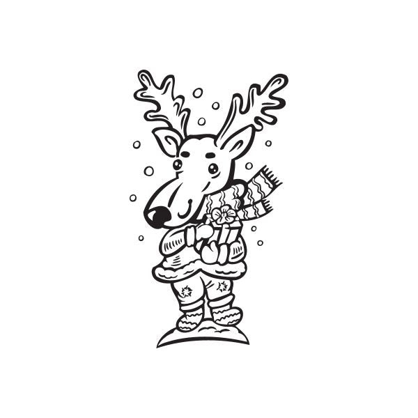 Image of Kids Reindeer in Winter Clothes Decal