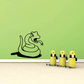 Kids snake hissing wall decal with green coiled snake and three yellow egg shapes