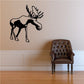 Kids walking moose wall decal, black silhouette with antlers and leaf-like detail