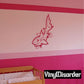 Shark and bubbles wall decal in red line art