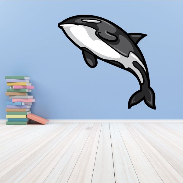 Image of Killer Whale Mascot Wall Decal - Vinyl Car Sticker - Uscolor017