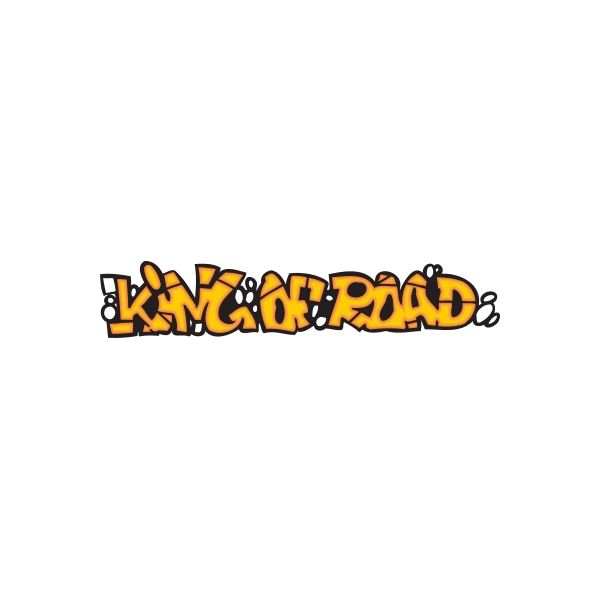 Graffiti sticker with orange and black KING OF ROAD text design