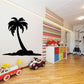 Black palm tree vinyl wall decal with wide trunk silhouette
