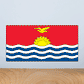Kiribati flag sticker with red field, golden sun, yellow bird, and blue wavy stripes