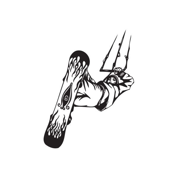 Kite surfing wall decal, black vinyl outline of kite surfer with board