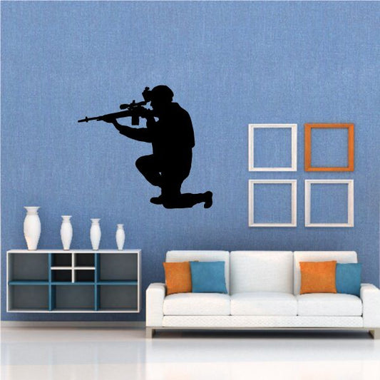 Image of Kneeling Modern Soldier Aiming Decal