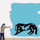 Kneeling pinto horse decal, black silhouette with white markings