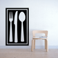 Knife, spoon and fork napkin decal with black frame and white utensil icons