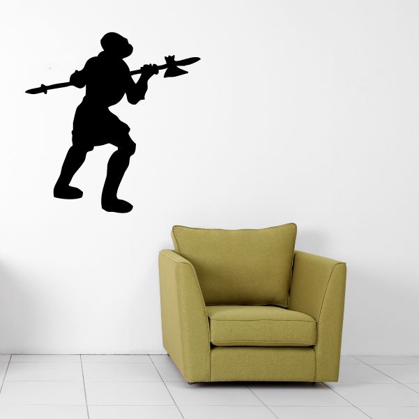 Knight with halberd wall decal, black silhouette