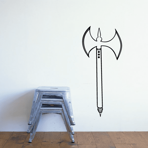 Knight's axe decal with black line-art handle and double-blade head
