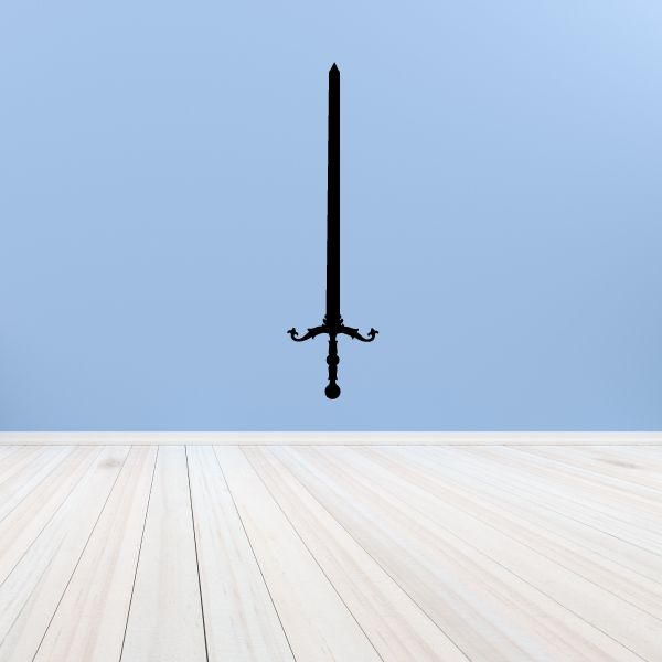 Knight sword decal with a black medieval sword silhouette