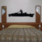Frigate ship decal with black side silhouette, naval gun and mast details