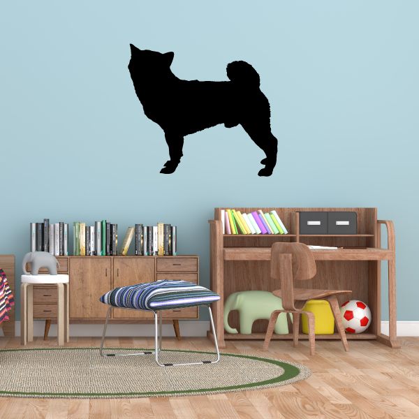 Black dog silhouette decal with standing profile pose