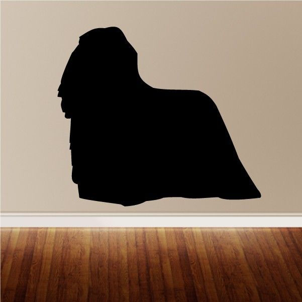 Dark Komondor dog silhouette decal in side profile
