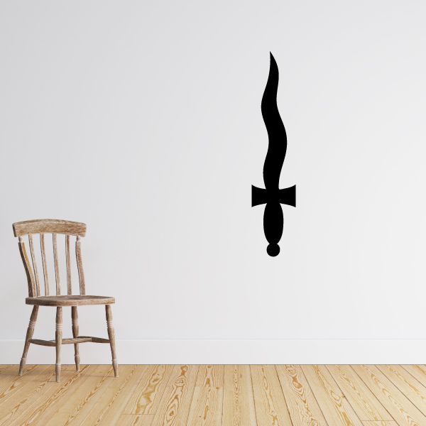 Kris Dagger decal with black silhouette dagger and ornate cross flourish