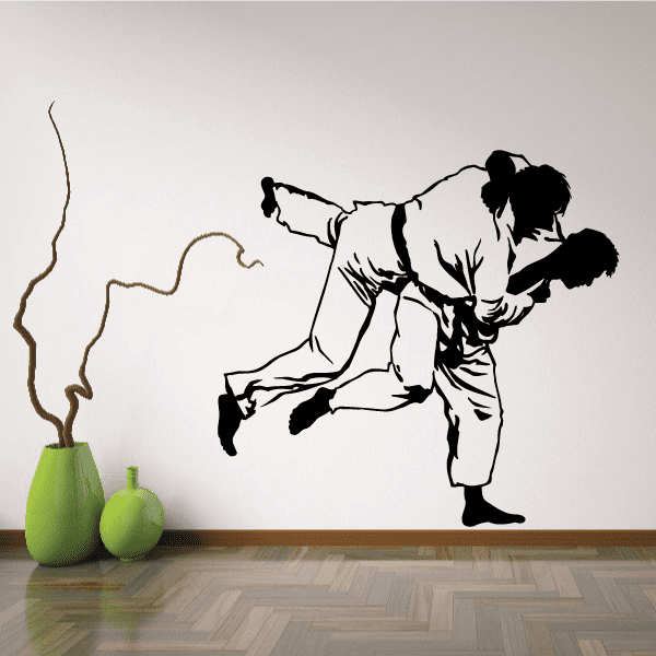 Kung Fu takedown decal featuring black-and-white martial arts figure in grappling pose