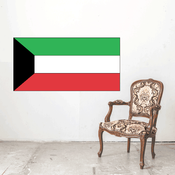 Kuwait flag sticker with green, black, white, and red horizontal bands