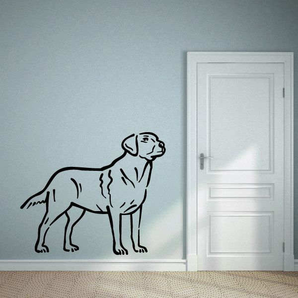 Labrador retriever outline decal, black line art of a standing dog.
