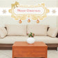 Ornate lace Merry Christmas sticker with gold banner and hanging bells