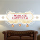 Season's Greetings printed decal with lace border and gold frame