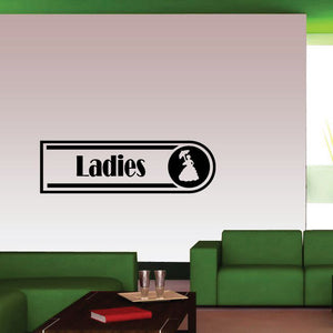 Bathroom decal: 'Ladies' text with profile icon
