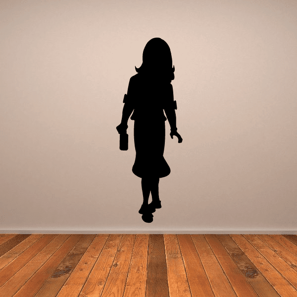 Religious vinyl wall decal of a woman silhouette in a long dress