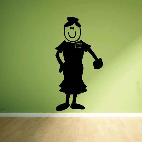 Woman portrait vinyl wall decal, black silhouette with hat and dress