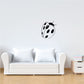 Ladybug curled up wall decal, black and white with spotted wings