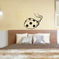 Ladybug decal with long antenna, black spots on white body