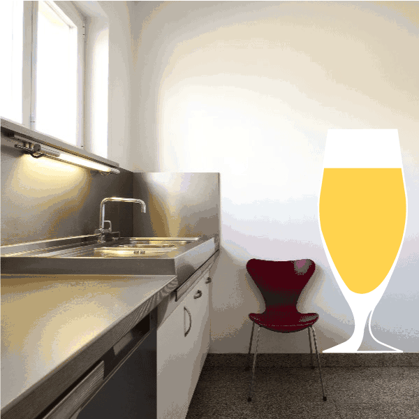 Beer glass sticker with yellow lager drink outline