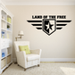 Star wing wall decal with shield and white star, black wings and LAND OF THE FREE.