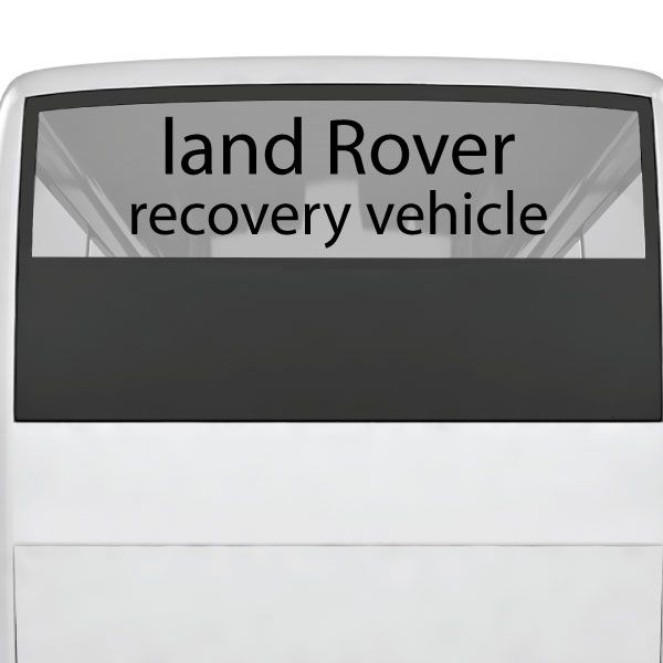 Land Rover recovery vehicle decal with bold black border and white text