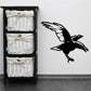 Landing crow decal, black bird silhouette with wings outstretched on wall