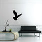 Landing dove wall decal, black silhouette with extended wings