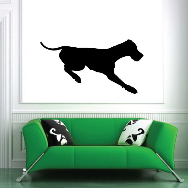 Black Great Dane landing wall decal silhouette