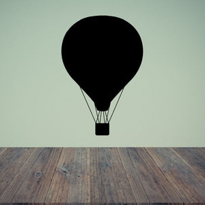 Hot air balloon wall decal, black balloon with basket and ropes