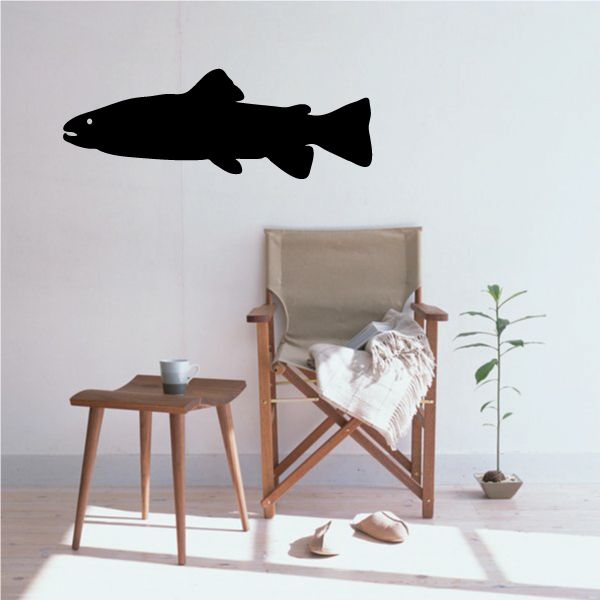 Salmon fish wall decal, black silhouette