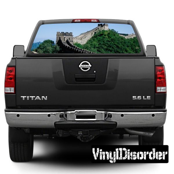 Image of Landmarks Great Wall Of China Rear Window View Through Graphic Og001