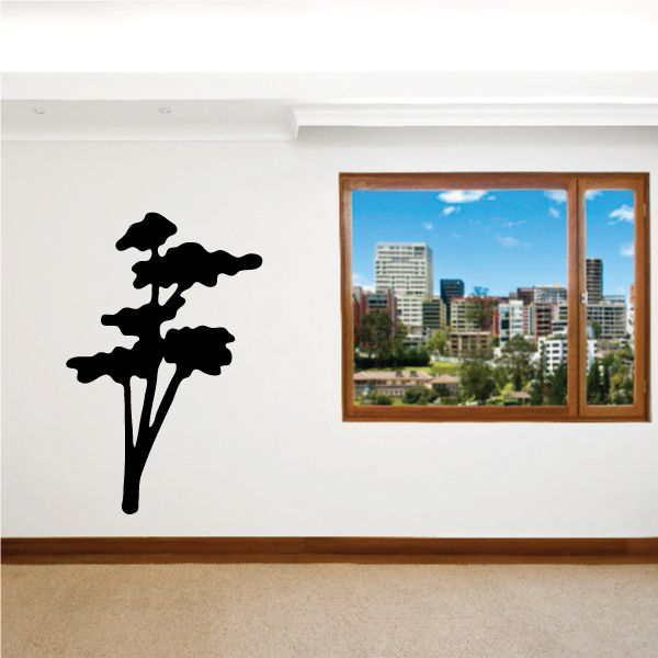 Landscape wall decal vinyl sticker: black tree silhouette on wall