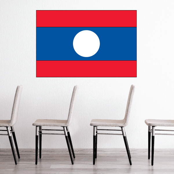 Laos flag sticker with red-blue-red stripes and white centered circle