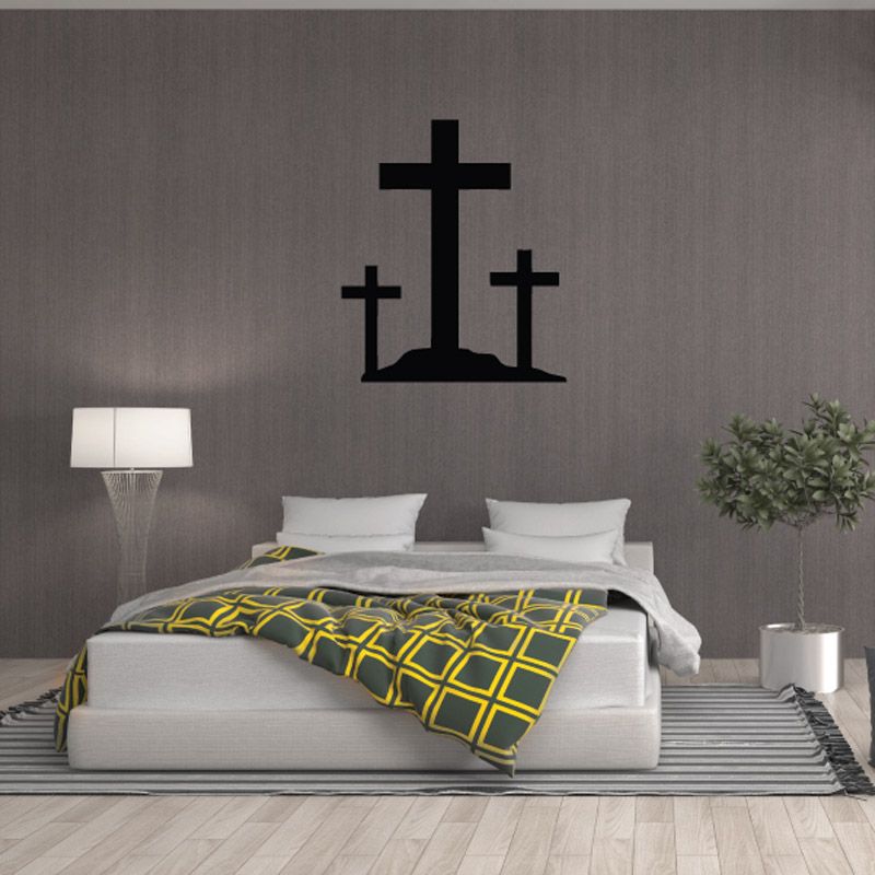 Image of Large Cross and Two Small Crosses Decal