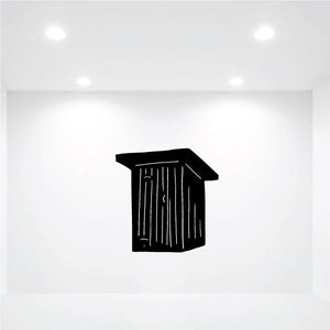 Large outhouse decal, black striped outhouse icon with door opening
