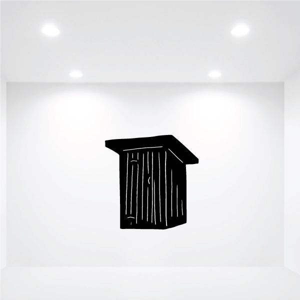 Large outhouse decal, black striped outhouse icon with door opening