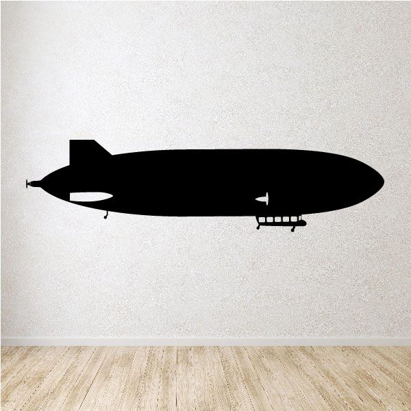 Large passenger blimp decal, black silhouette side view with windows and propeller