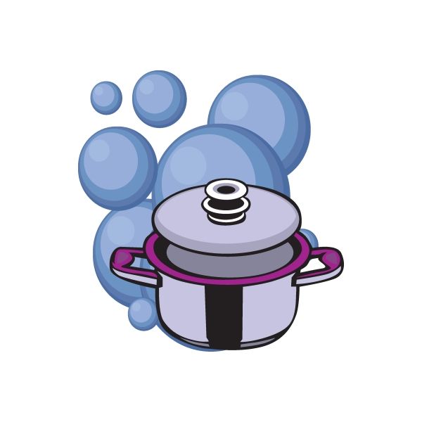 Large pot sticker showing a cartoon lidded pot with purple handles and black base
